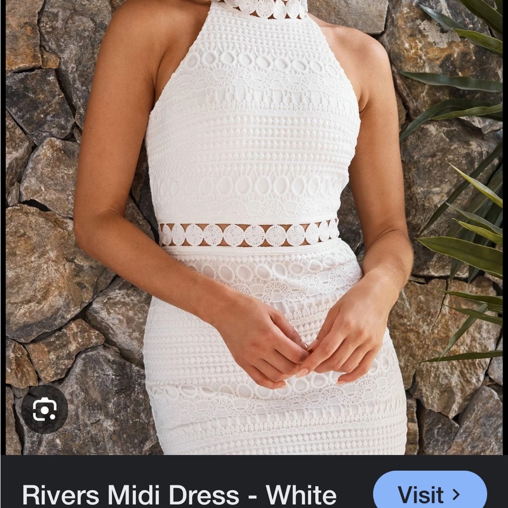 White Crochet Midi Dress